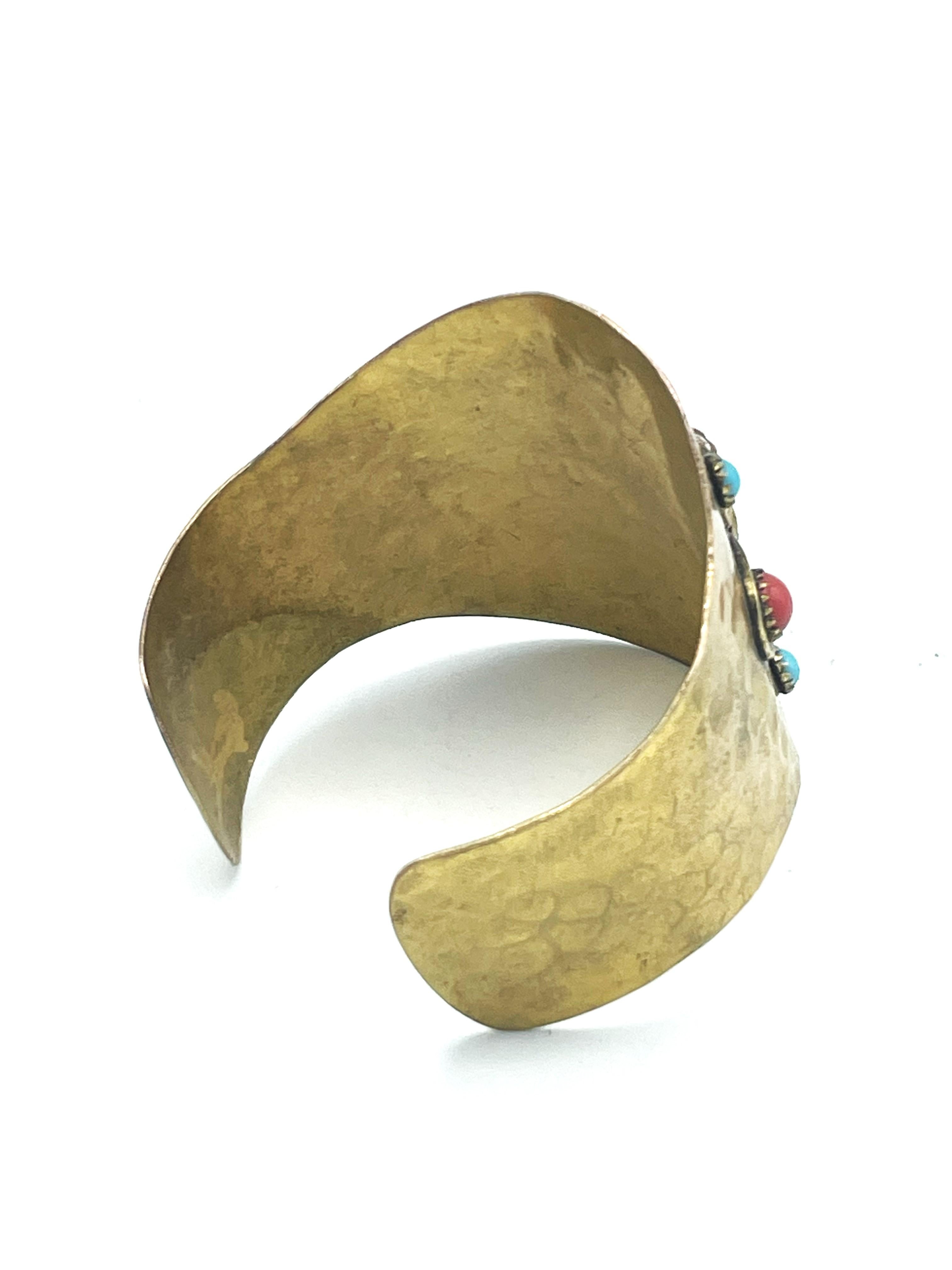 CHANEL cuff/bracelet hammered gold plated metal iconic lions , early 1965's For Sale 3