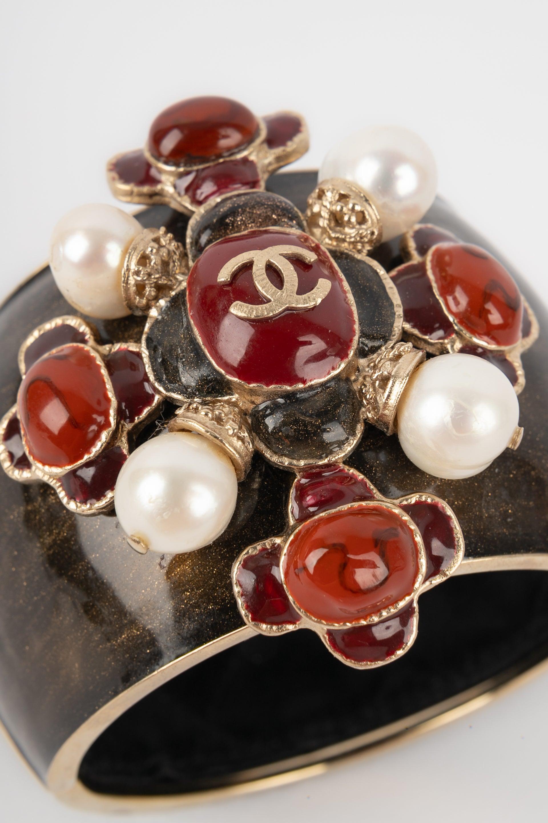 Women's Chanel Cuff Bracelet Topped with Pearl Stylised Cross Pattern, 2011