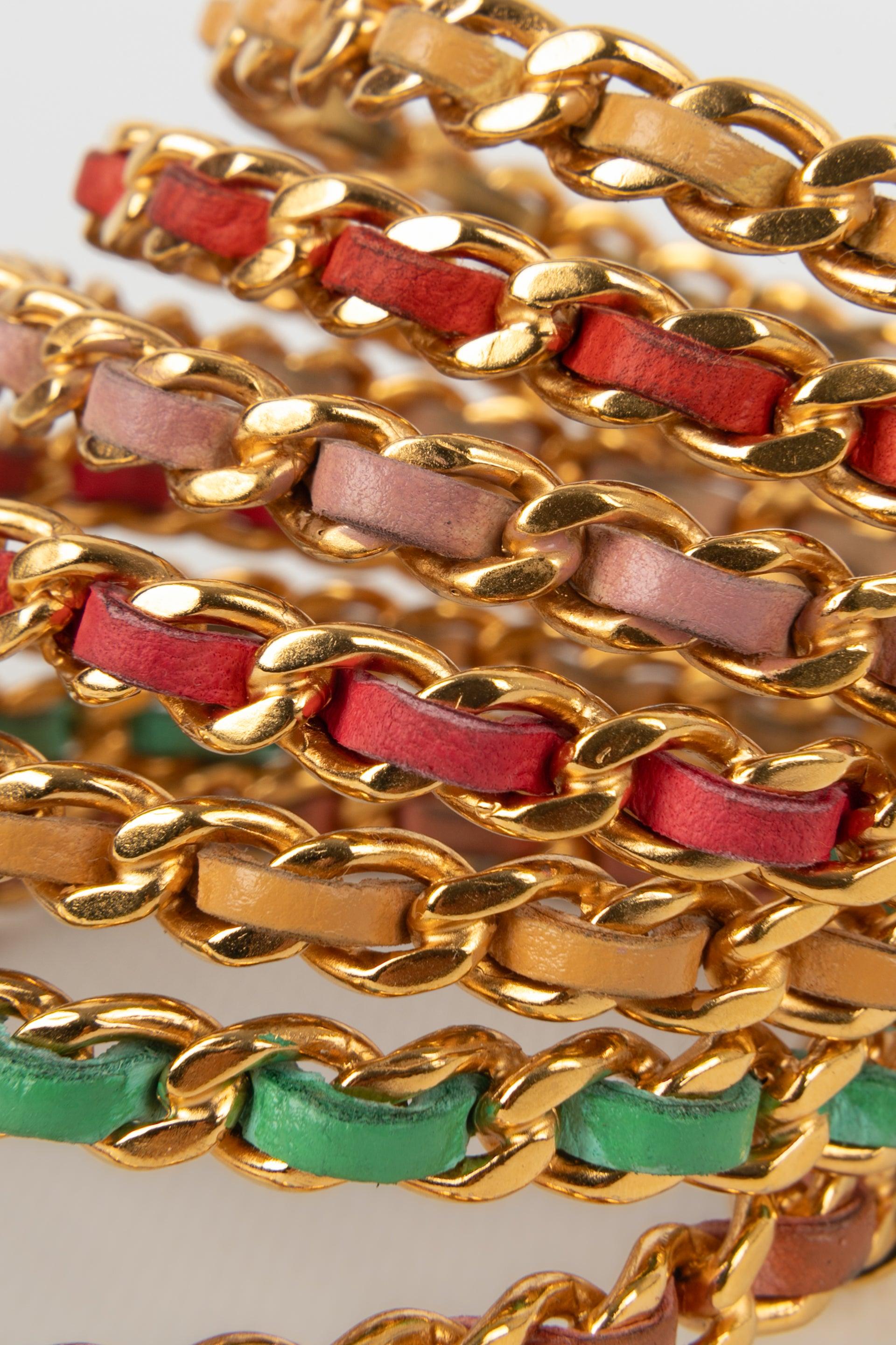 Chanel Cuff Bracelets Composed of Seven Golden Metal Bracelets, 1993 For Sale 2
