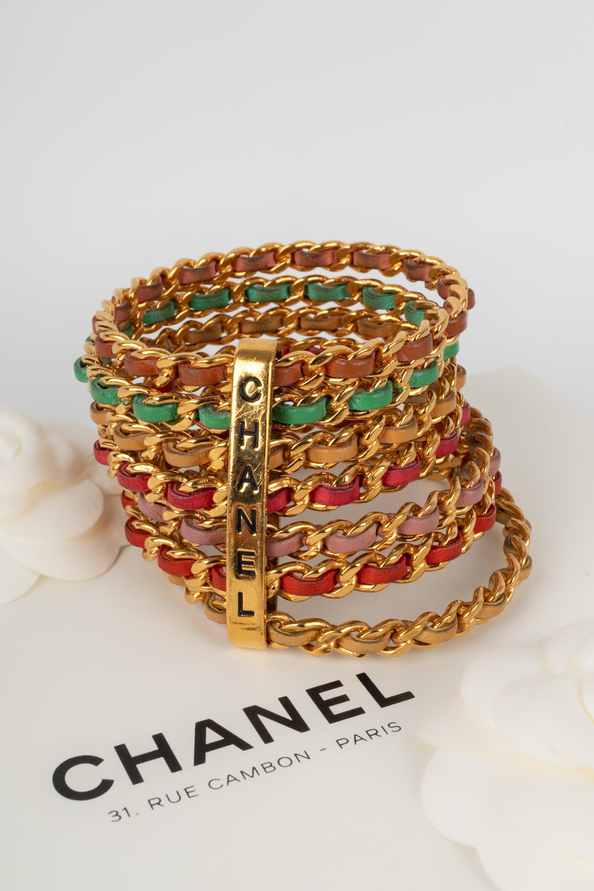 Chanel Cuff Bracelets Composed of Seven Golden Metal Bracelets, 1993 For Sale 5