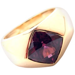 Chanel Cushion Cut Amethyst Yellow Gold Band Ring