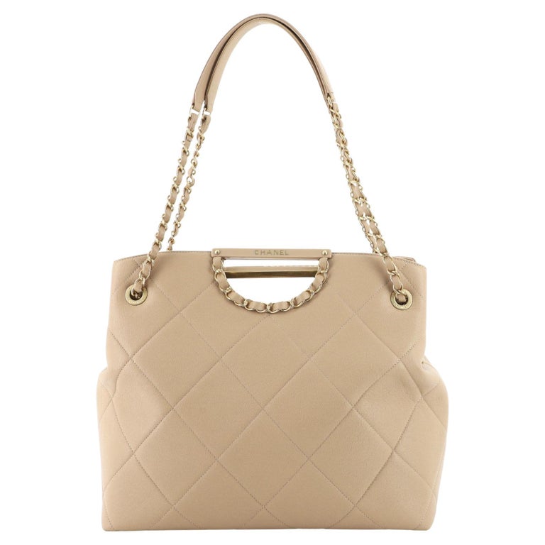 Chanel Cutout Woven Chain Handle Satchel Quilted Caviar Large at 1stDibs