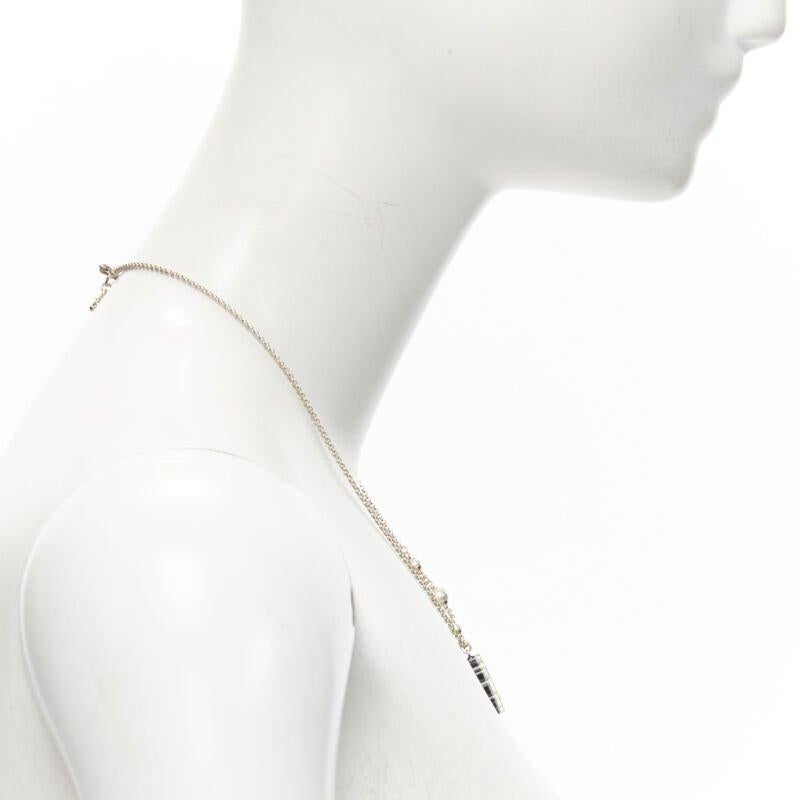 CHANEL D18 CC micro black snowflake acrylic triple pearl embellished necklace 1
