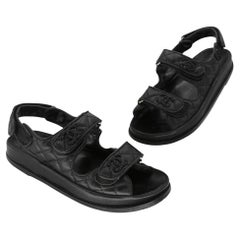 Dad sandals leather sandal Chanel Black size 39.5 EU in Leather - 17981340