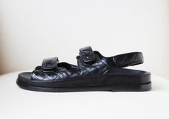 Chanel Dad Quilted Leather Velcro Sandals
