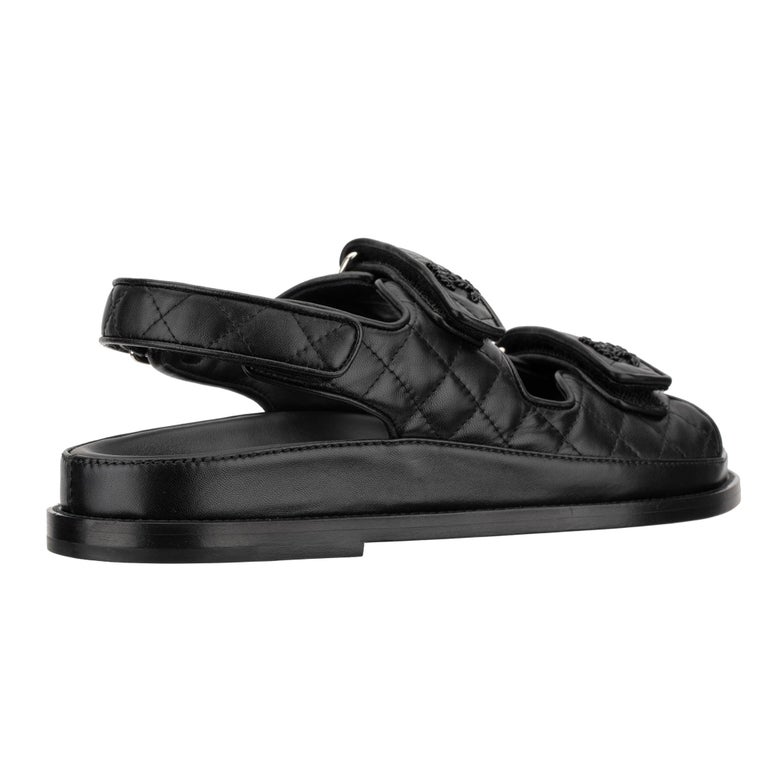 Chanel Dad Sandals Black Quilted Lambskin 41 FR at 1stDibs  chanel dad  sandals 41, chanel dad sandals size 41, chanel.dad sandals