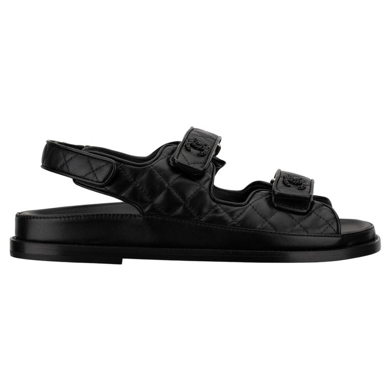 Black Chanel Dad Sandals - 5 For Sale on 1stDibs  chanel dad sandals fake  vs real, fake chanel dad sandals, chanel han dad sandals