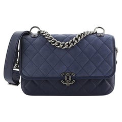 Chanel Daily Carry Messenger Bag Quilted Iridescent Calfskin and Caviar Medium