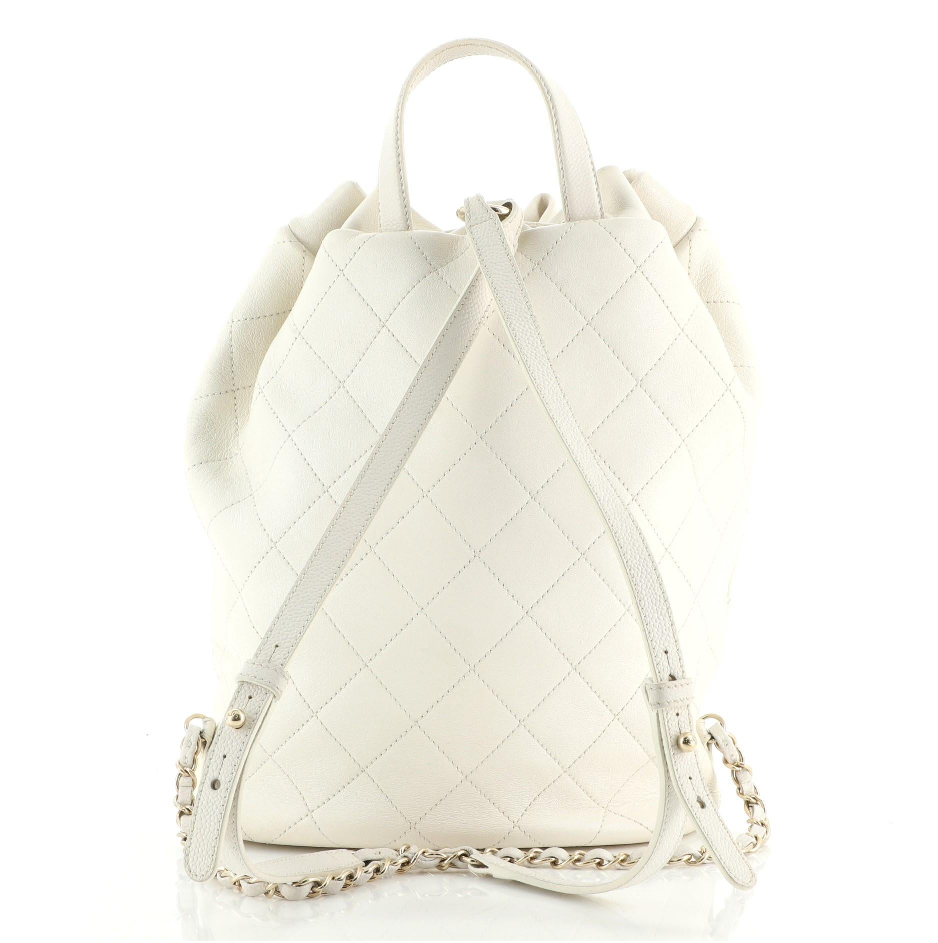Beige Chanel Daily Round Backpack Quilted Calfskin with Caviar