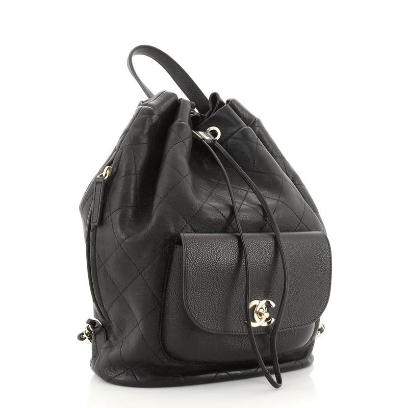 Black Chanel Daily Round Backpack Quilted Calfskin with Caviar