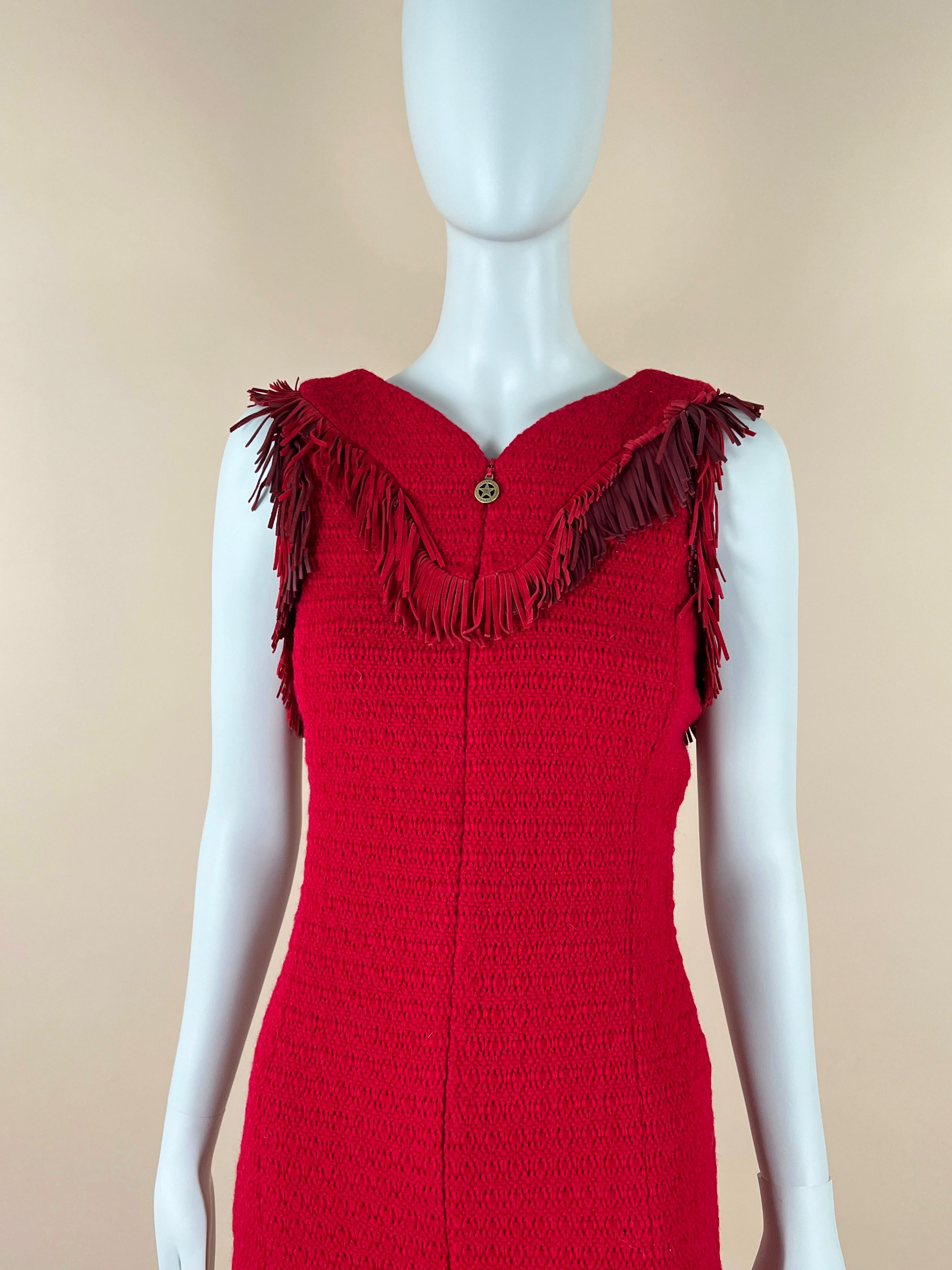 Chanel Dallas Collection Suede Fringed Tweed Dress 5