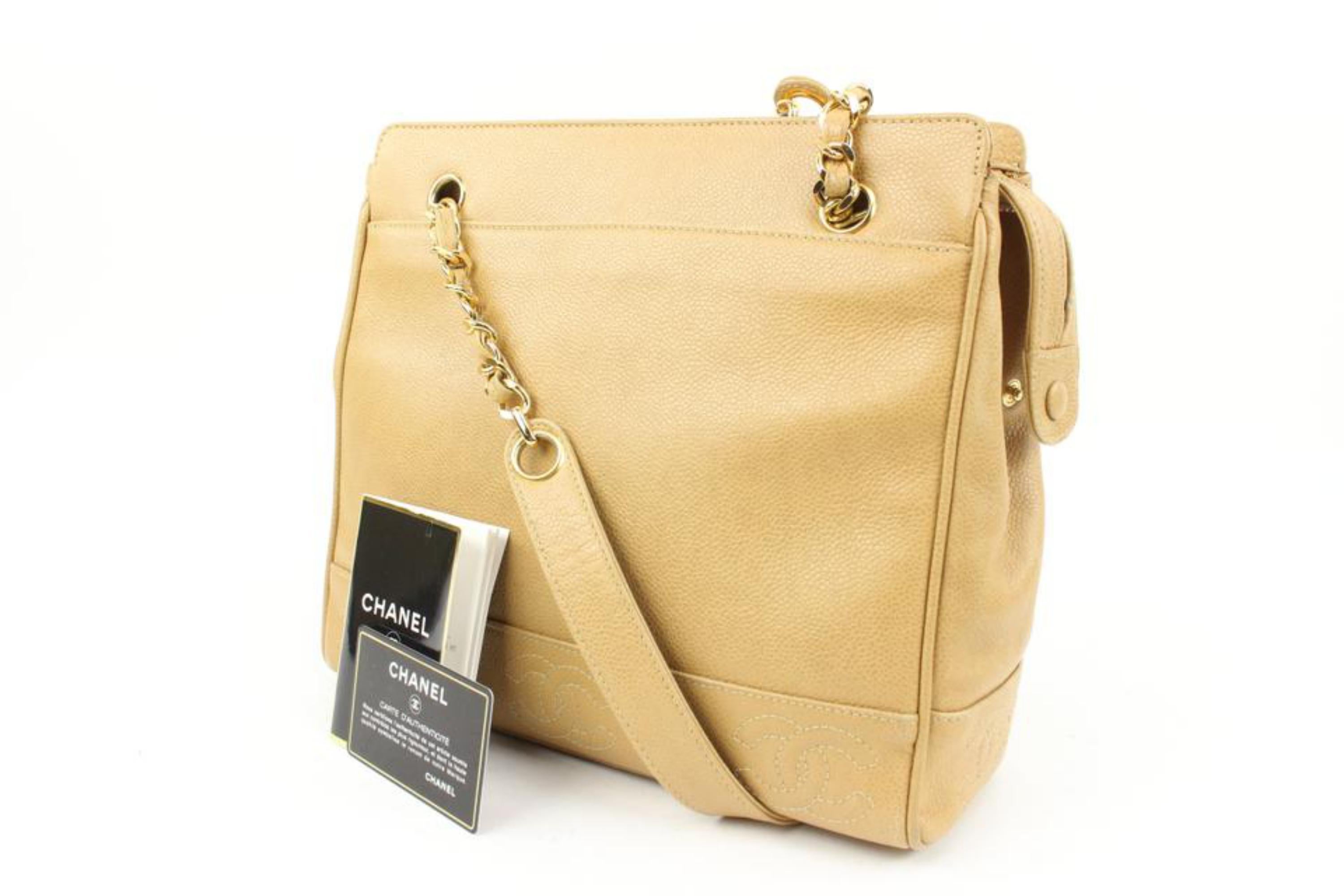 Chanel Dark Beige Caviar Leather Chain Tote Bag 44c22s
Date Code/Serial Number: 4091082
Made In: Italy
Measurements: Length:  10.75