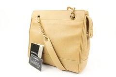 Chanel Dark Beige Caviar Leather Chain Tote Bag 44c22s
