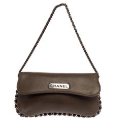 Chanel Dark Beige Leather Chain Around Flap Bag