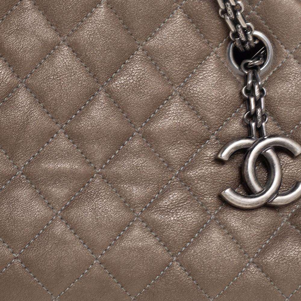 Chanel Dark Beige Leather Small Just Mademoiselle Bowler Bag 4