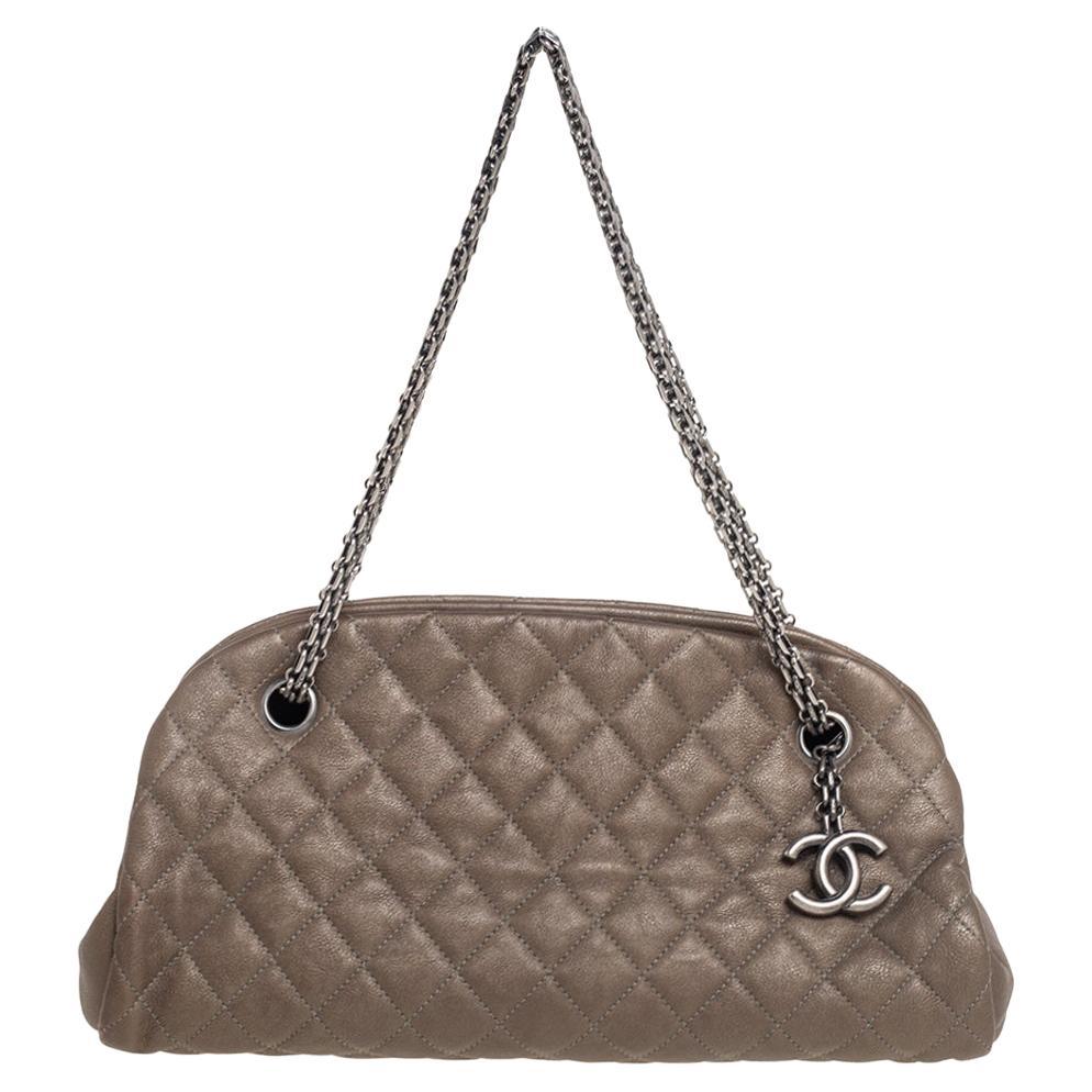 Chanel Dark Beige Leather Small Just Mademoiselle Bowler Bag