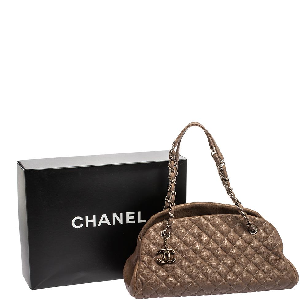 Chanel Dark Beige Quilted Leather Medium Just Mademoiselle Bowler Bag 6