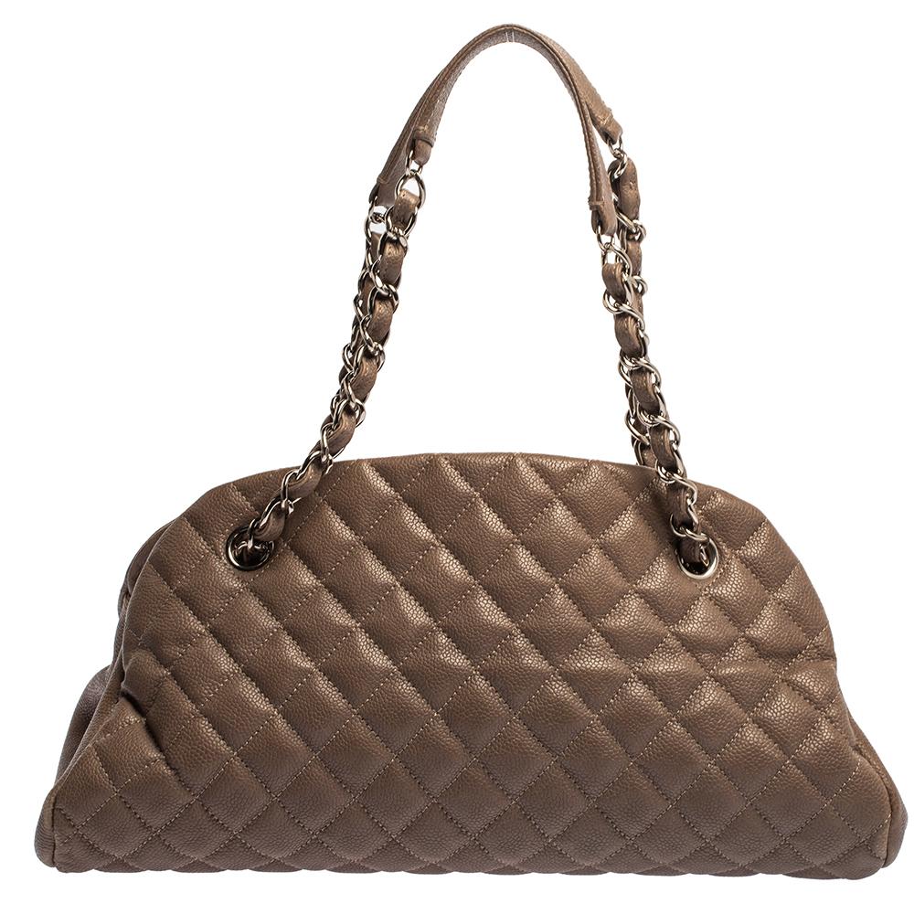 Chanel Dark Beige Quilted Leather Medium Just Mademoiselle Bowler Bag 11