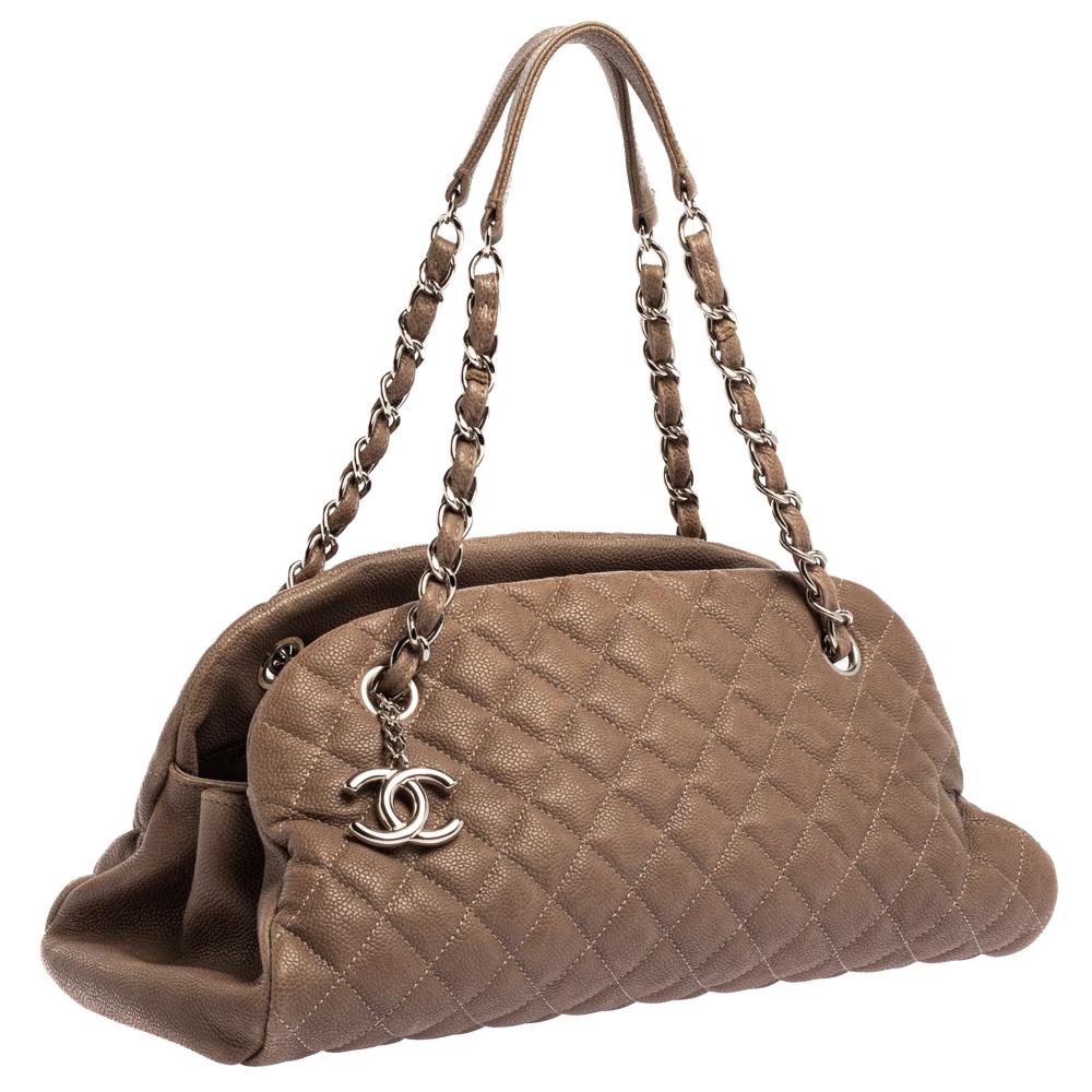 Women's Chanel Dark Beige Quilted Leather Medium Just Mademoiselle Bowler Bag