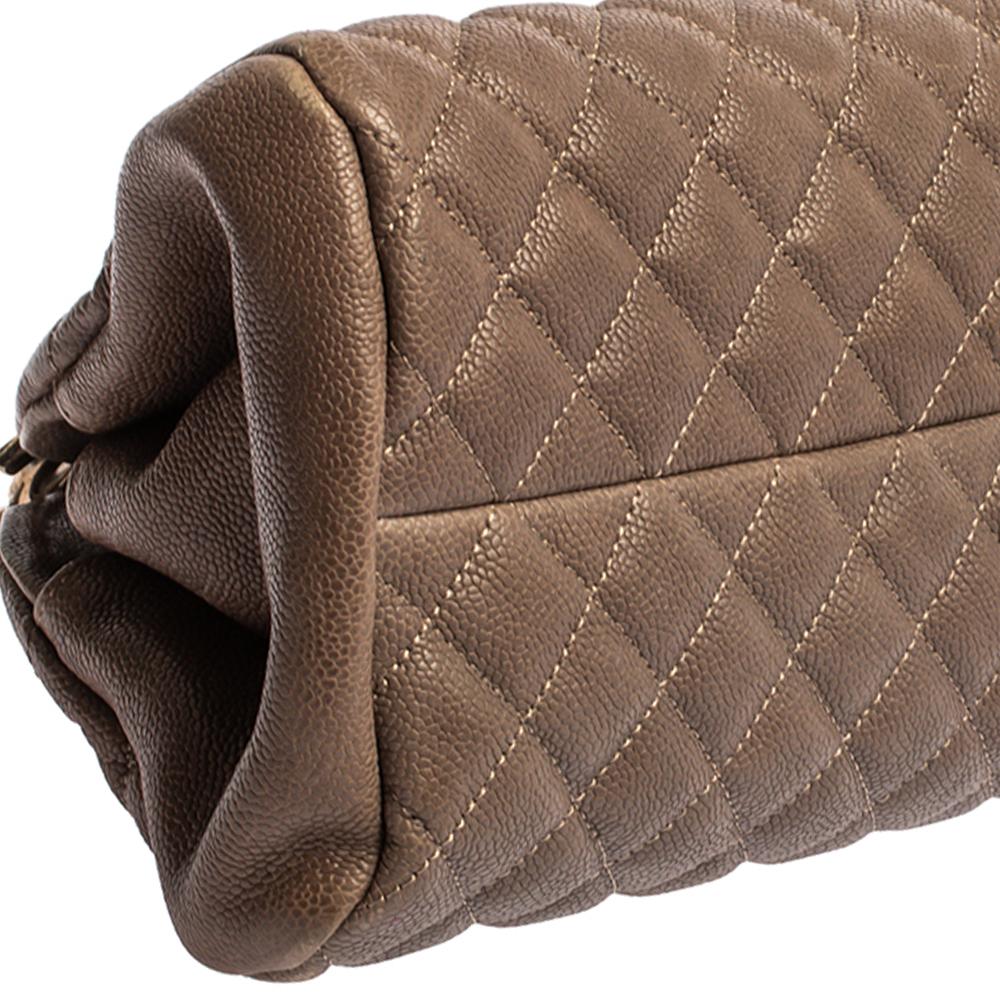 Women's Chanel Dark Beige Quilted Leather Medium Just Mademoiselle Bowler Bag