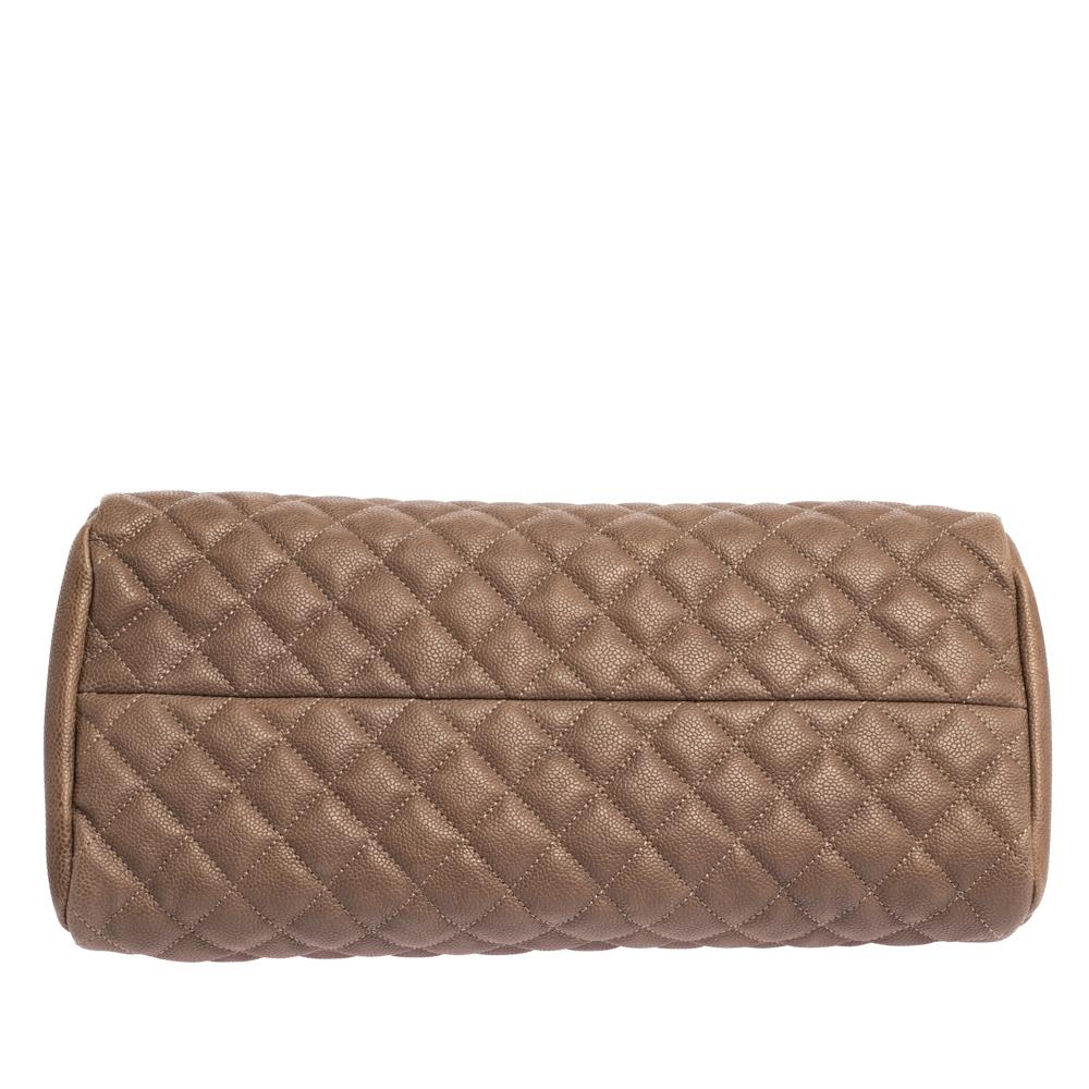 Chanel Dark Beige Quilted Leather Medium Just Mademoiselle Bowler Bag 1