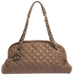 Chanel Dark Beige Quilted Leather Medium Just Mademoiselle Bowler Bag