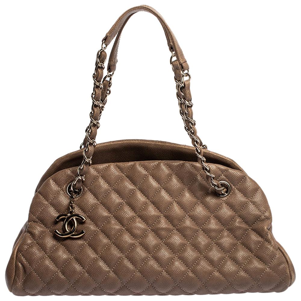 Chanel Dark Beige Quilted Leather Medium Just Mademoiselle Bowler Bag