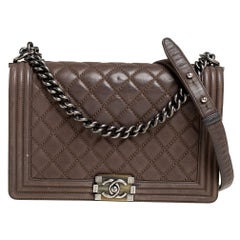 Chanel Dark Beige Quilted Leather New Medium Boy Flap Bag