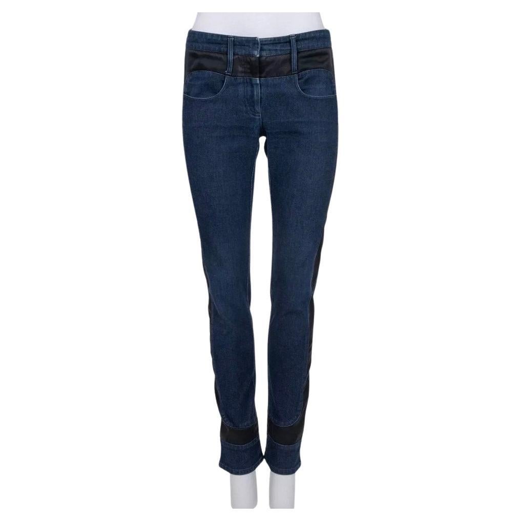 Chanel Dunkelblau Akzent-Panels Skinny Jeans Sz.38