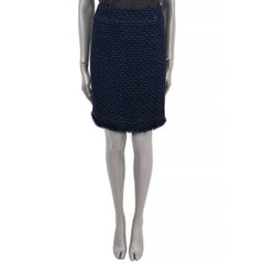 CHANEL dark blue & black 2006 06C LUREX TWEED Skirt 38 S