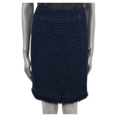 CHANEL dark blue & black 2006 06C LUREX TWEED Skirt 38 S