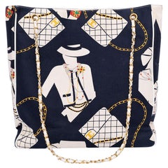 Chanel Borsa Tote in tela blu scuro