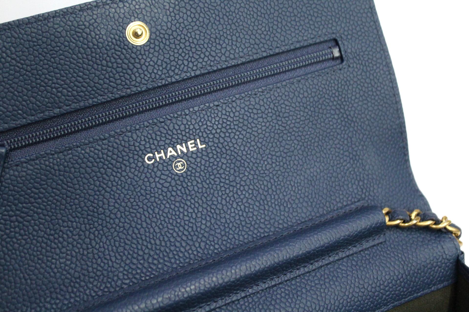 Chanel Dark Blue Caviar Leather Woc Bag 2