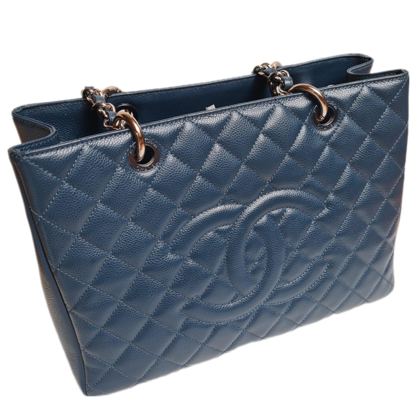 Chanel Dark Blue Caviar Quilted GST SHW Bag 2