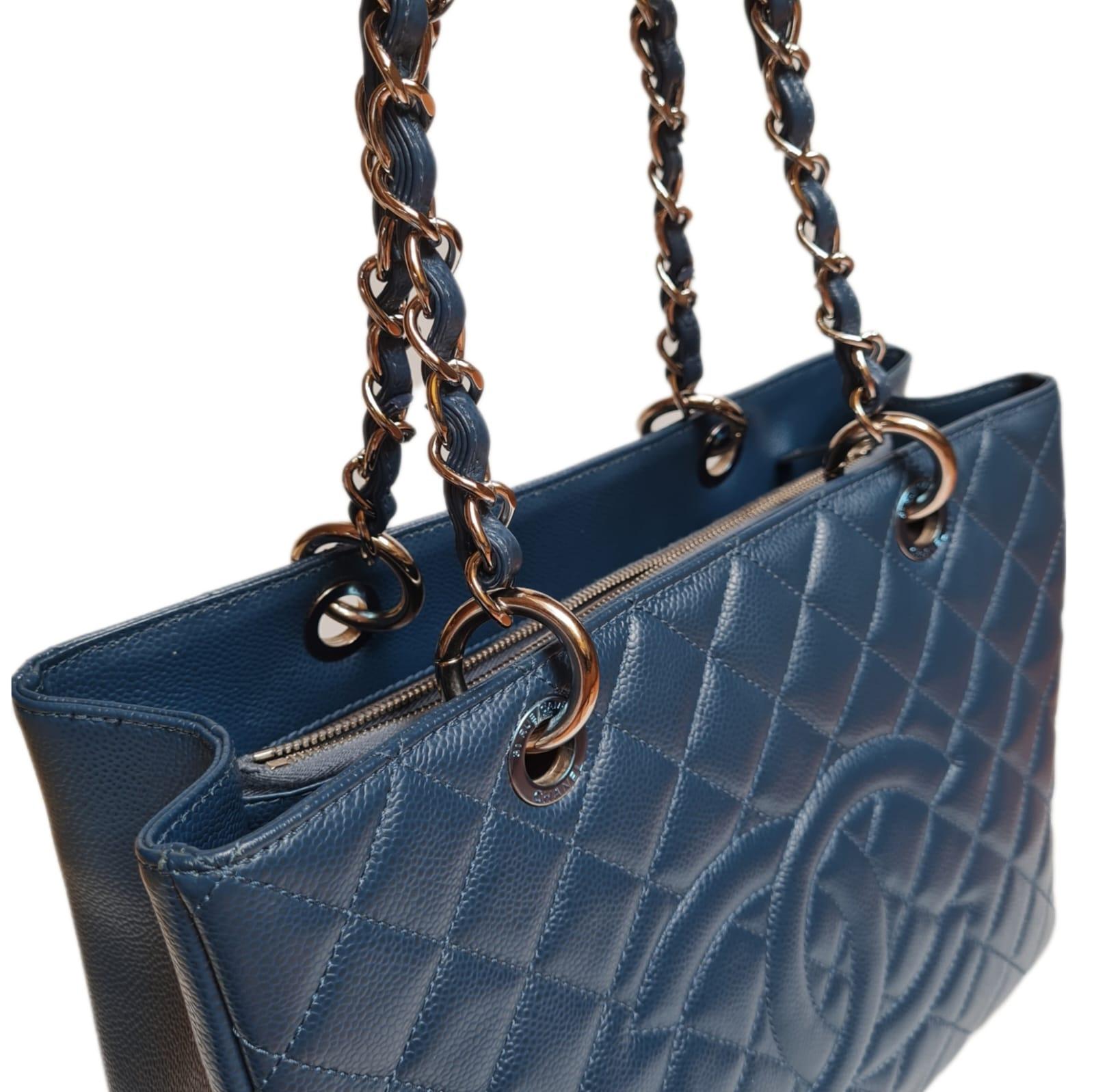 Chanel Dark Blue Caviar Quilted GST SHW Bag 3