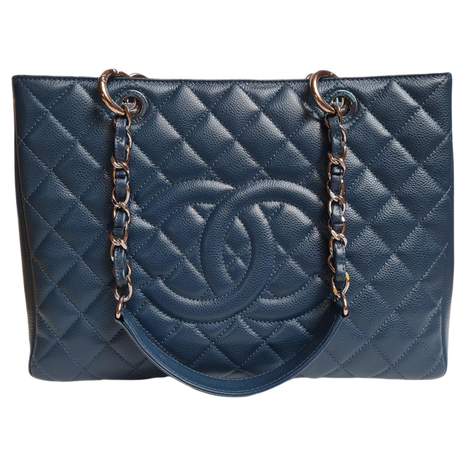 Chanel Dark Blue Caviar Quilted GST SHW Bag