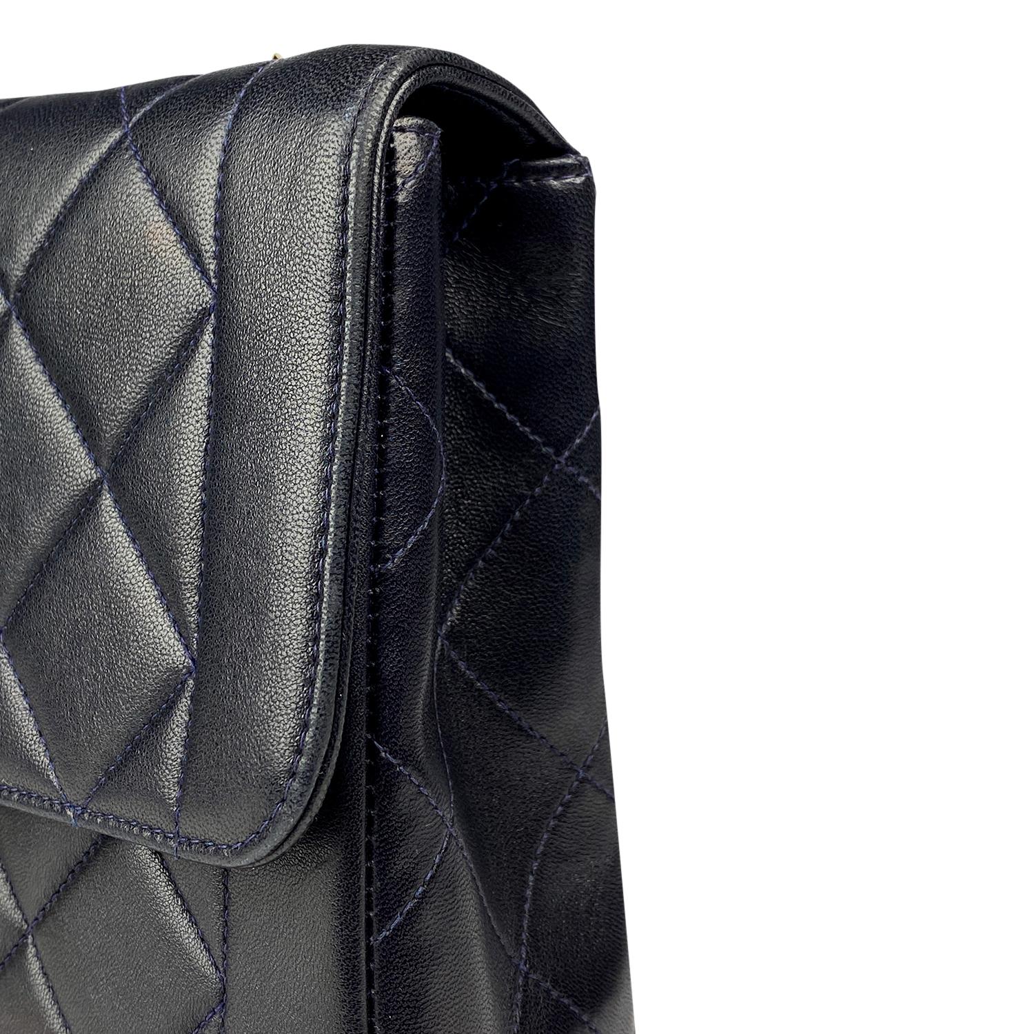 Chanel Dark Blue Classic Medium Single Flap Crossbody Bag For Sale 8