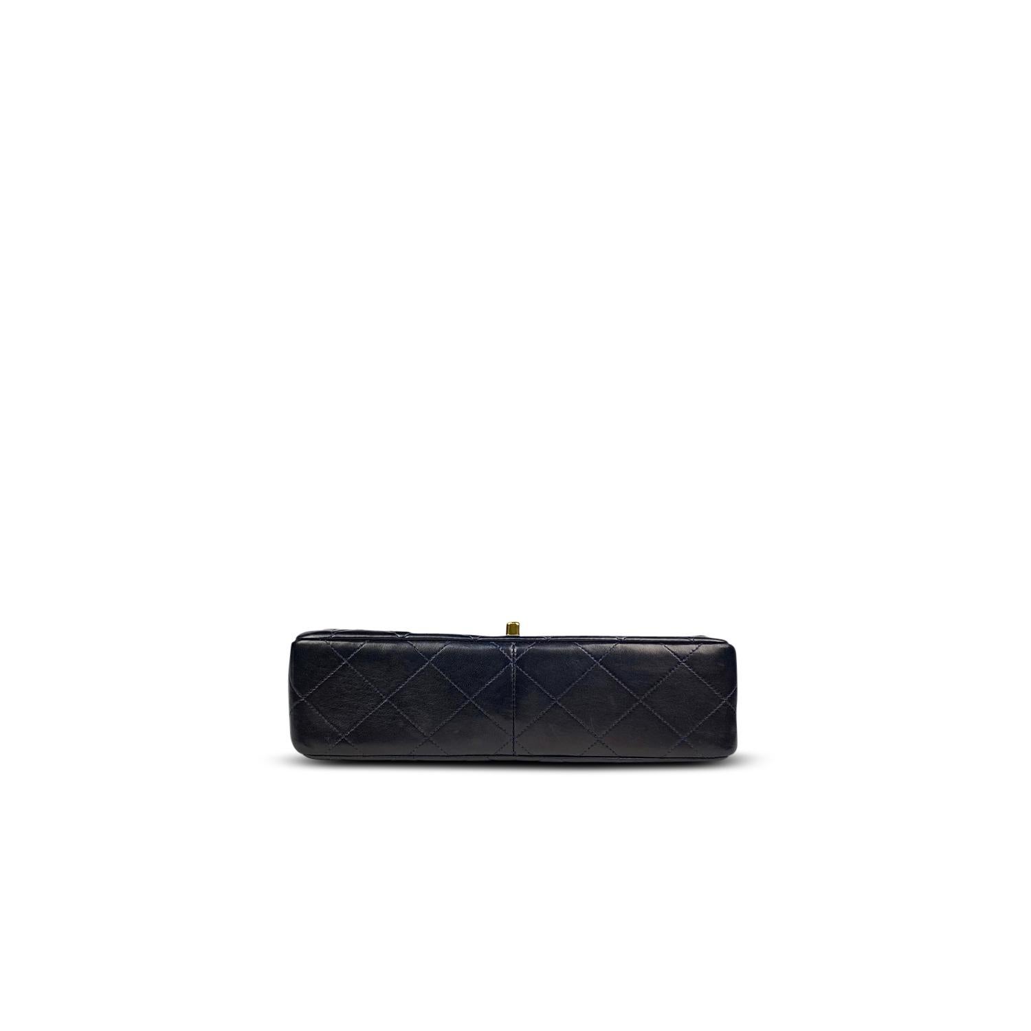 Chanel Dark Blue Classic Medium Single Flap Crossbody Bag For Sale 1