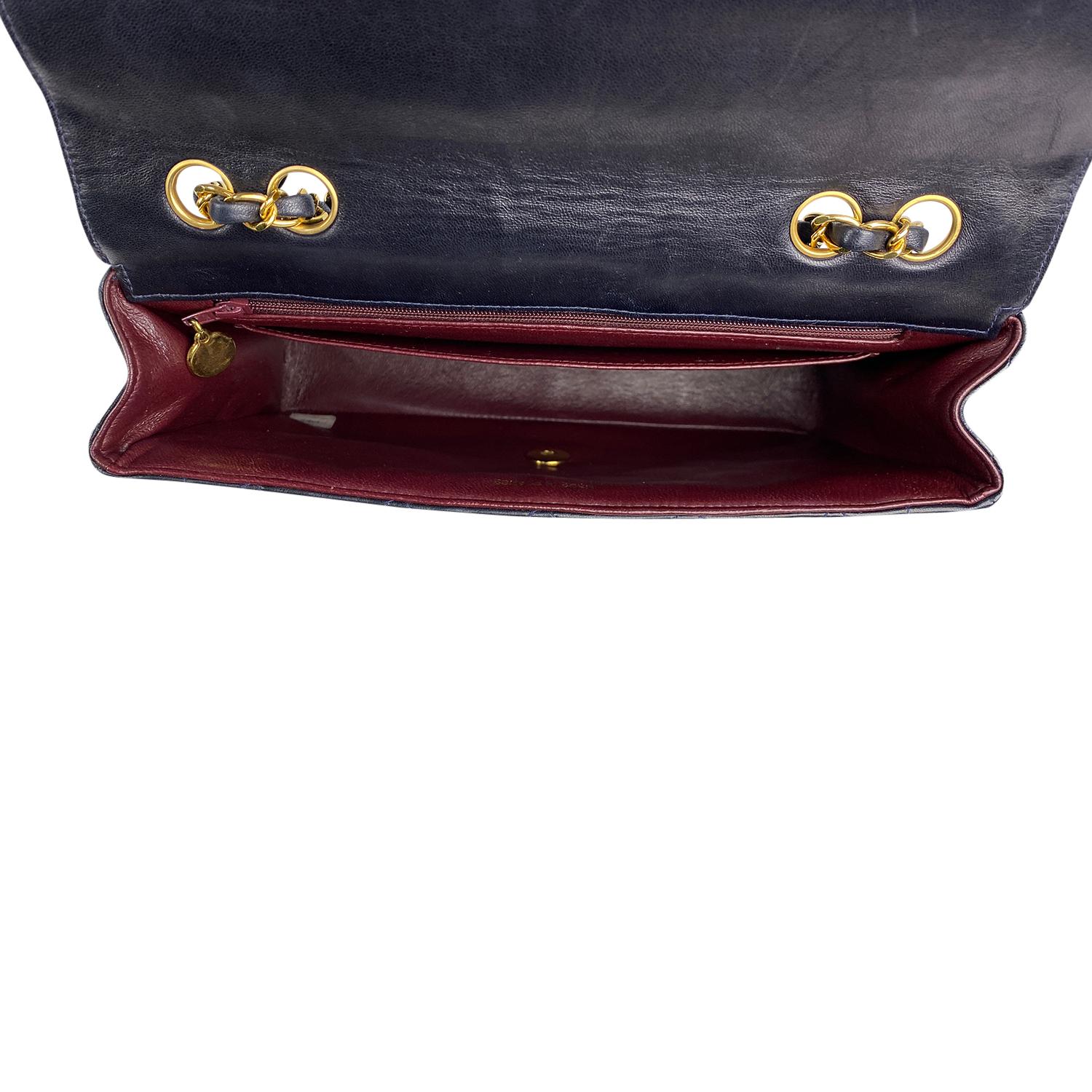 Chanel Dark Blue Classic Medium Single Flap Crossbody Bag For Sale 2