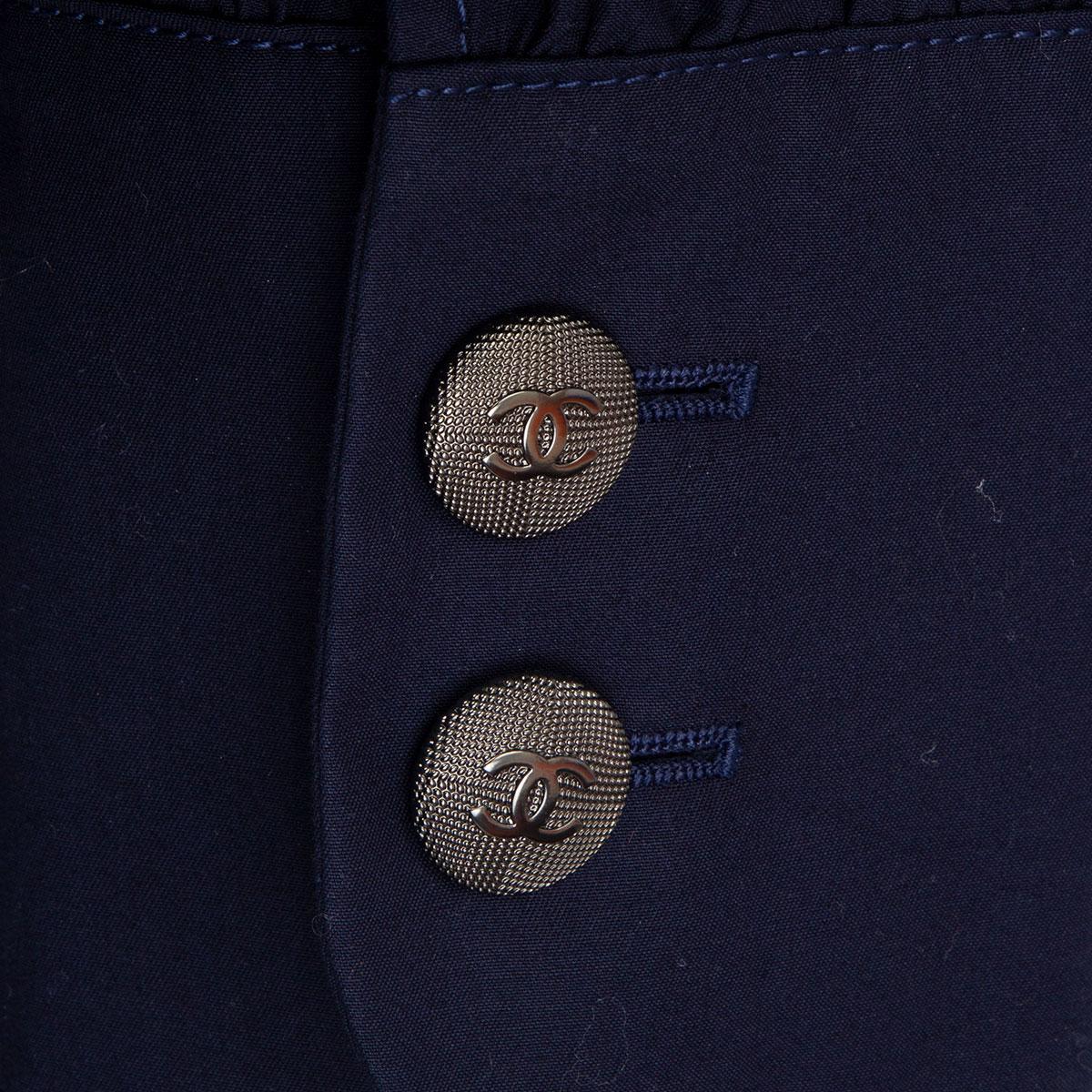 CHANEL dark blue cotton OVERSIZED DRAWSTRING Coat Jacket 38 S For Sale 1