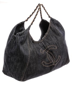 Chanel Dunkelblau Denim Coco Cabas XL Tote Bag