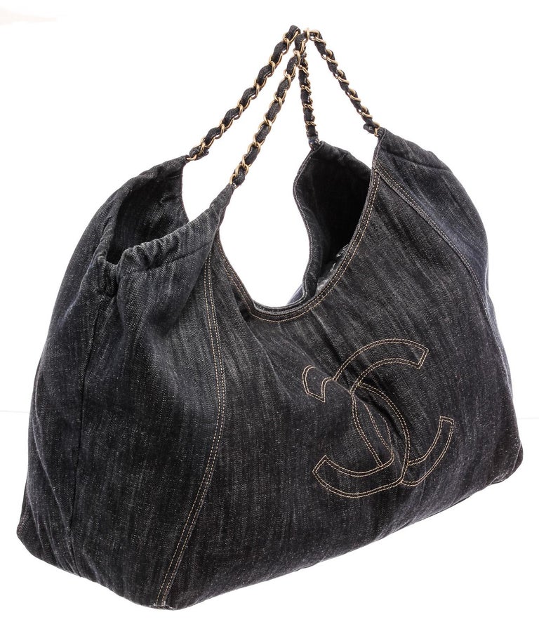 Chanel Dark Blue Denim Coco Cabas XL Tote Bag