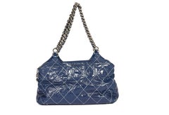 Used Chanel Dark Blue Distressed Shoulder Bag