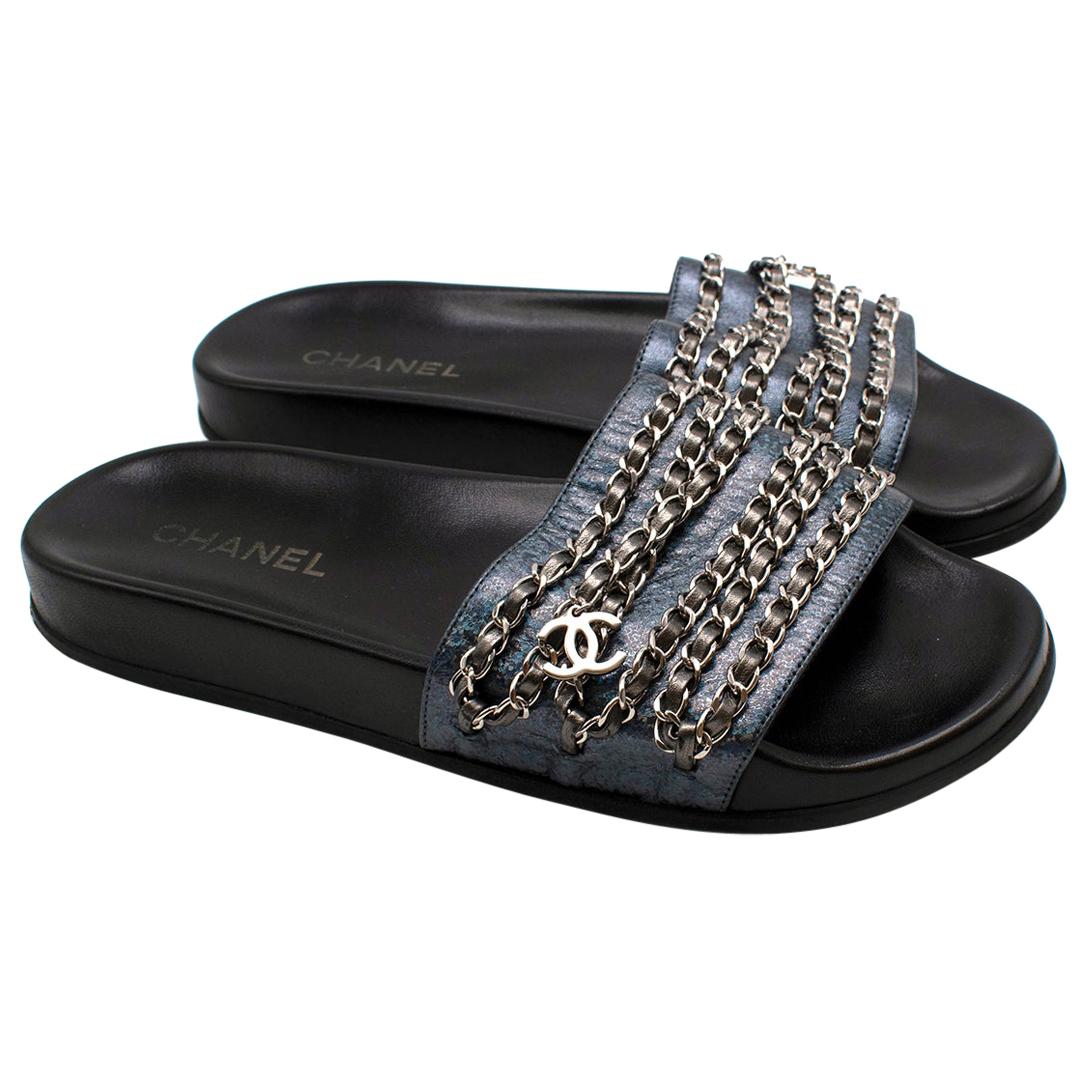 Chanel Chain Sandals - 28 For Sale on 1stDibs | chanel chain link 