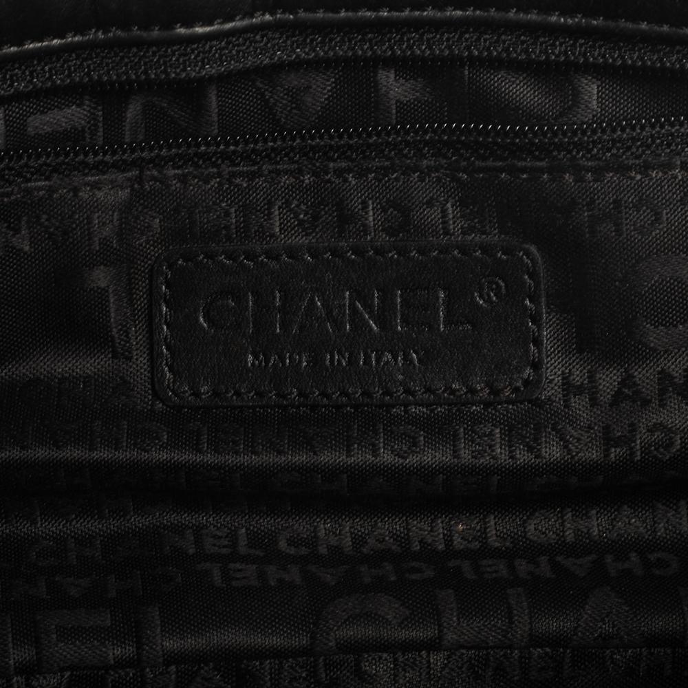 Chanel Dark Blue Leather Push Lock Accordion Flap Bag 5