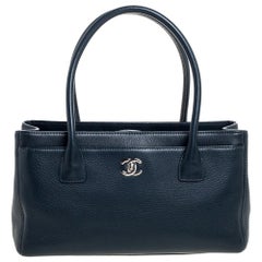 Chanel Dark Blue Leather Small Cerf Executive Tote