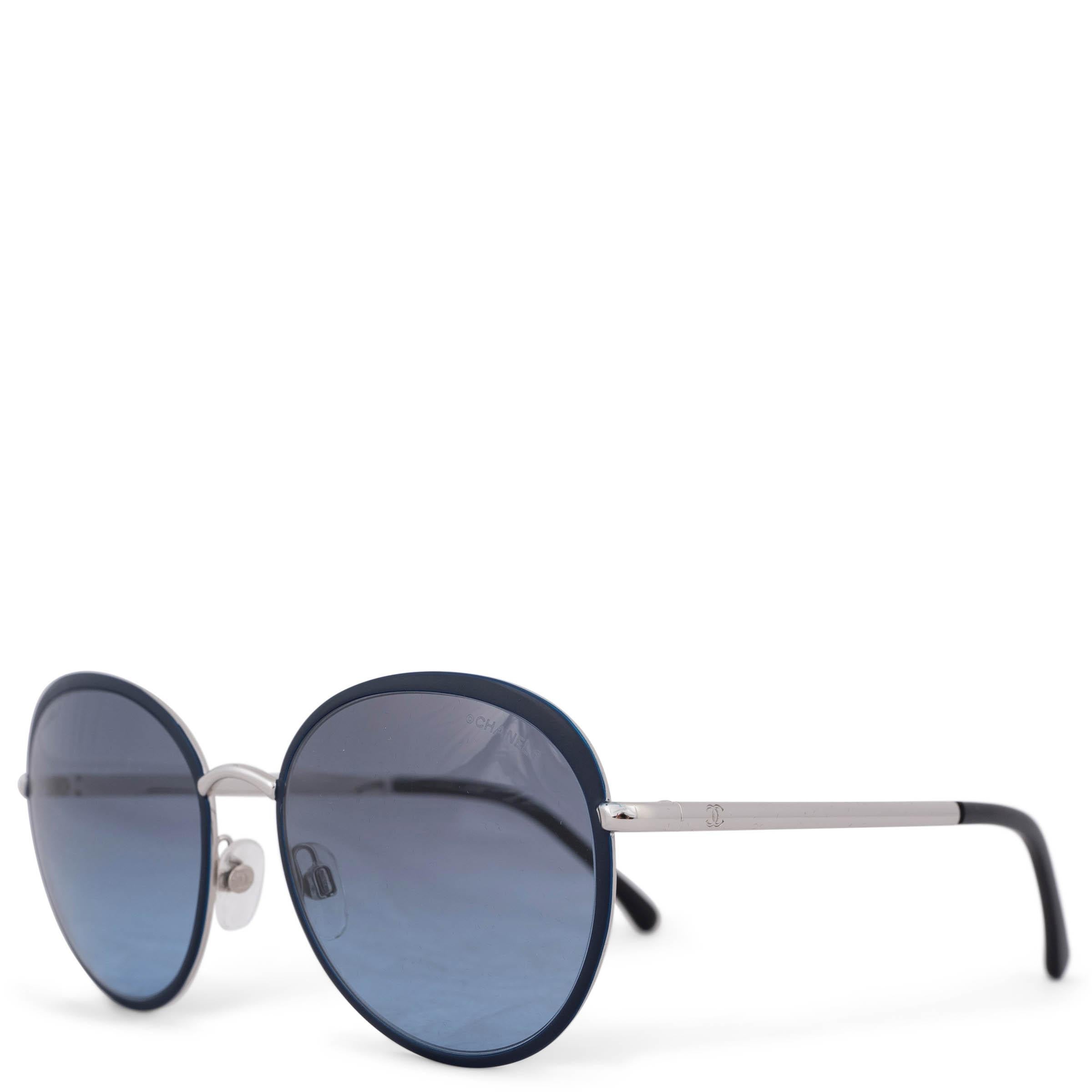 CHANEL dark blue metal ROUND Sunglasses 4206 For Sale at 1stDibs