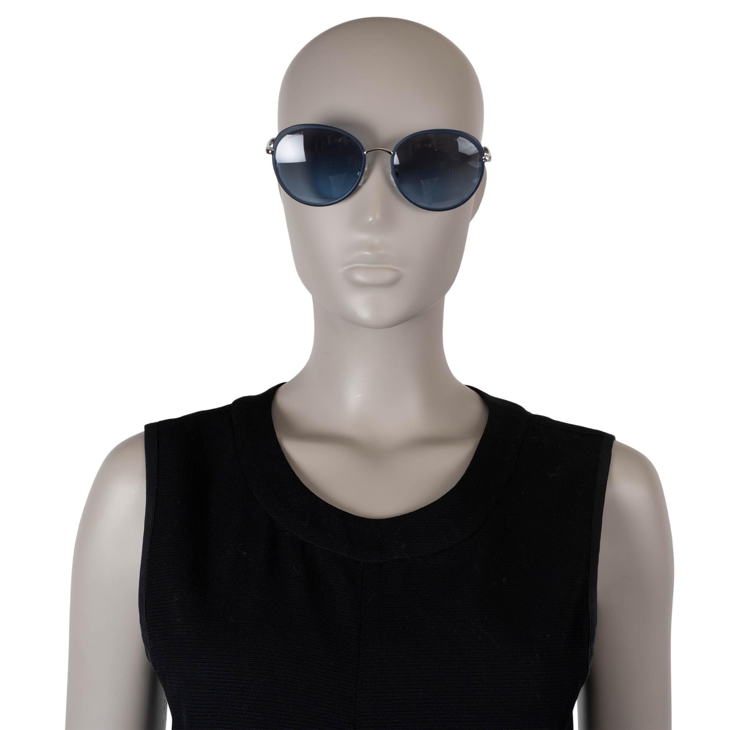 CHANEL dark blue metal ROUND Sunglasses 4206 For Sale 1