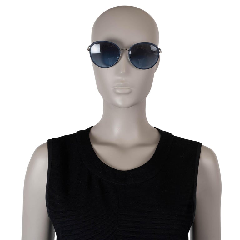 CHANEL dark blue metal ROUND Sunglasses 4206 For Sale at 1stDibs