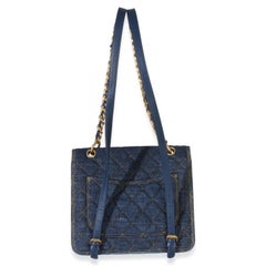 Chanel Dark Blue Quilted Denim Double You Backpack